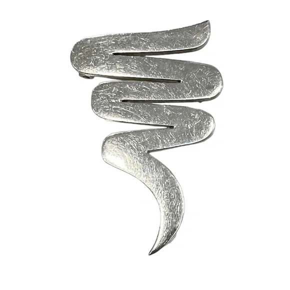 VINTAGE MEXICO STERLING SILVER ZIG ZAG SQUIGGLE BROOCH/PENDANT